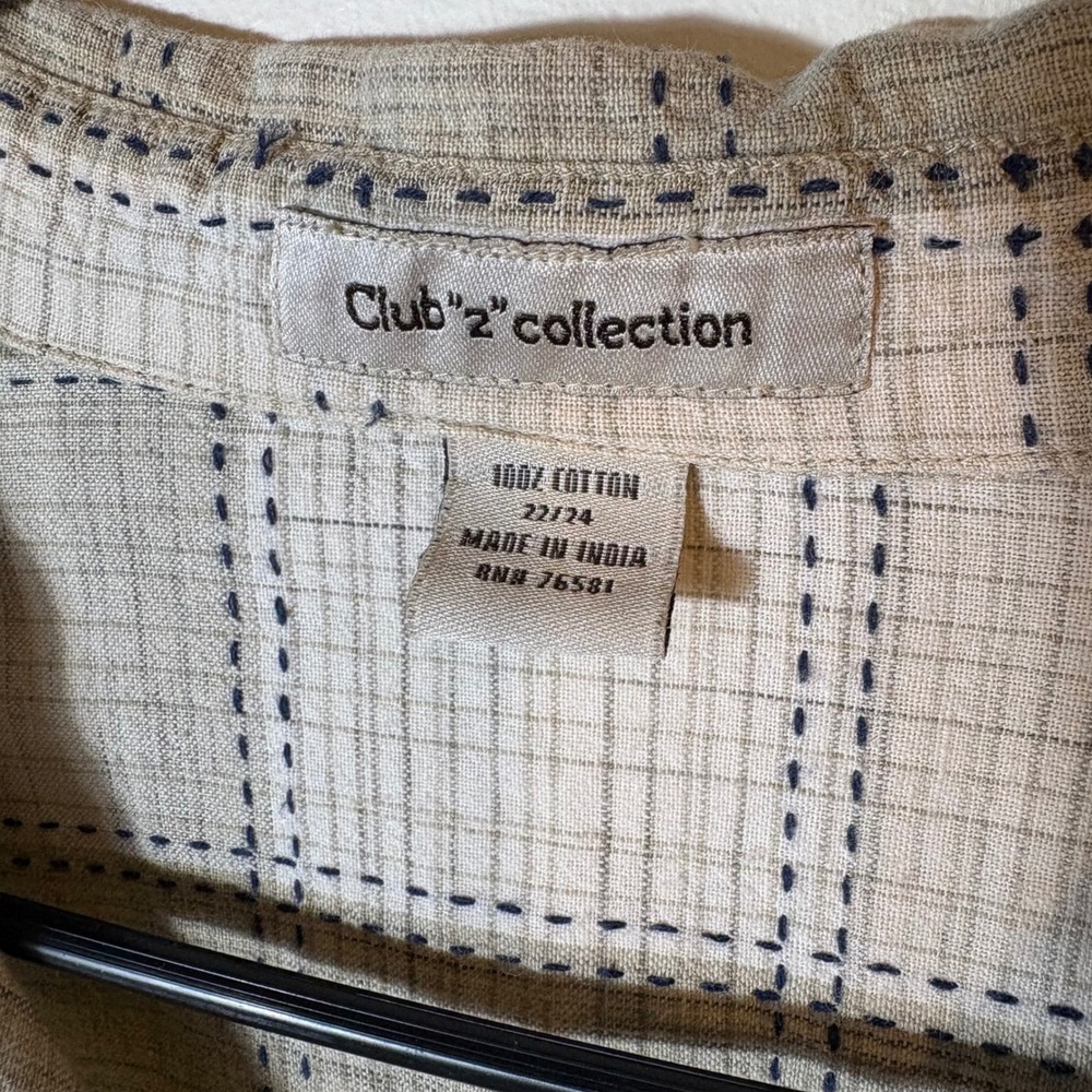 Vintage Club‎ 2 Collection Plaid Button Up Short Sleeve Shirt Size 22/24 - Picture 2 of 6